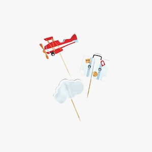 Modern Airplane Cupcake Toppers | Airplane Birth Decor | Two Fly Birthday | Up Up & Away Airplane Baby Shower, How Time Flies First Birthday
