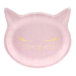 Assiettes en carton chat rose | Guirlande de ballons roses à empreintes de pattes | Vaisselle de fête rose Kitty | Anniversaire de chaton | Fête des chiots | Guirlande de ballons chien
