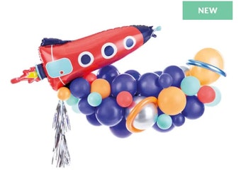 Kit de guirnalda de globos con forma de cohete para armar tú mismo / Cumpleaños con temática espacial / Globos de cumpleaños de planetas / Kit de arco de globos de galaxia / Viaje alrededor del sol