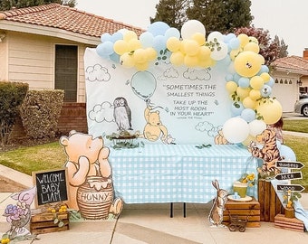 Classic Winnie The Pooh Baby Shower DIY Balloon Garland Kit | First Birthday Balloon Arch | Gender Reveal | Classic Pooh Pastel Blue Yellow