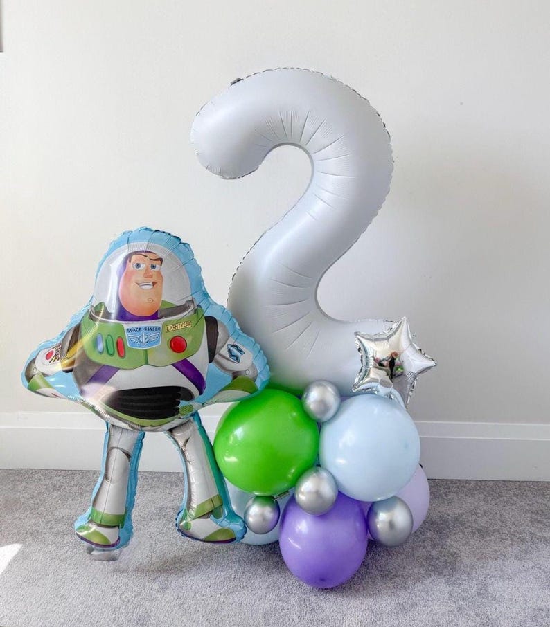 Licensed Buzz Light Year Space Theme DIY Balloon Tower Kit | Kids Toy Story Birthday Party Arch | Two Infinity and Beyond Birthday Decor