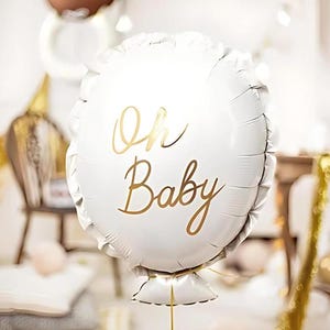 Cream Oh Baby Balloon | Oh Baby Baby shower balloon | Baby Shower tableware | Gender Reveal Decor | Muted Boho Baby shower Decor |Teddy Bear