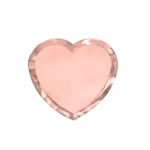 Metallic Rose Gold Heart Plates | Rose Gold Bridal Shower | Bachelorette Party Decor | Wedding Shower Plates | Valentine&#39;s Tableware Decor