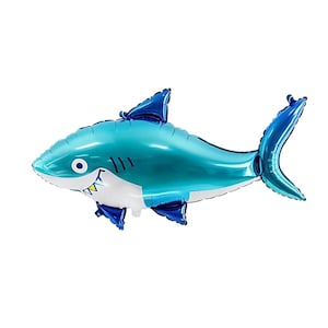 Blue Shark Balloon | Jumbo Foil Shark Balloon |  Baby Shark birthday Decor | First Birthday Decor | Under the Sea Birthday | Teal Decor