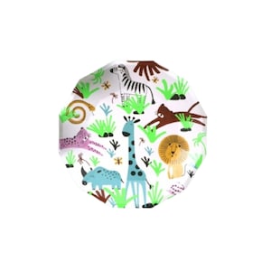 7 &#39;&#39; Safari Teller | Recyclingpapier Party-Deko | Tier-Thema-Party-Dekoration | Wild One Geburtstag Dekor | Animal Print Geschirr
