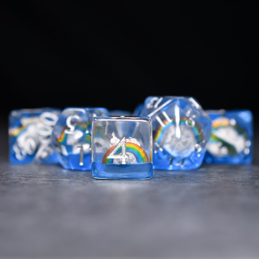 Rainbow Clouds Dnd Dice Set 7 Role Playing Dice Set - Etsy