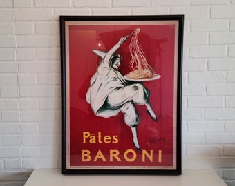 Vintage Framed Pates Baroni Poster by Leonetto Cappiello ~ Italian Advertisement ~ Poster Art ~ Wall Decor ~ Baroni Pasta Ad