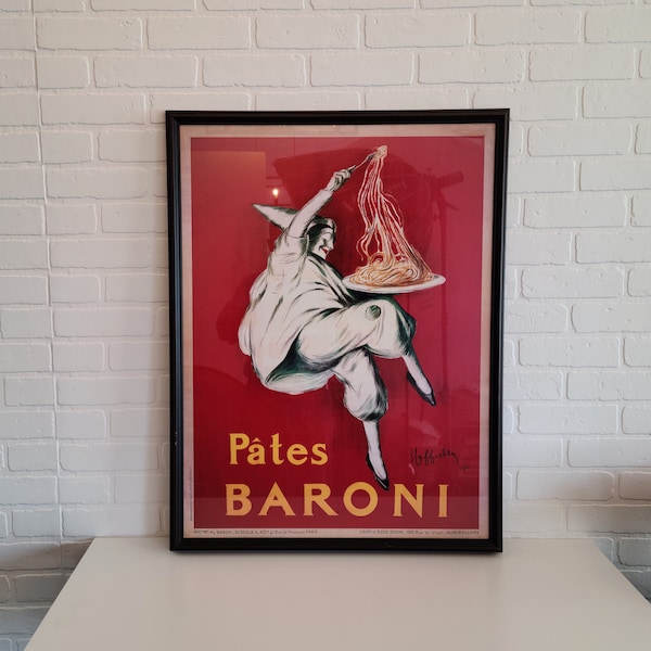 Vintage Framed Pates Baroni Poster by Leonetto Cappiello ~ Italian Advertisement ~ Poster Art ~ Wall Decor ~ Baroni Pasta Ad