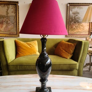Vintage Black Marble With White Veins Table Lamp Base | Heavy Stone Lamp | Home Decor And Lighting