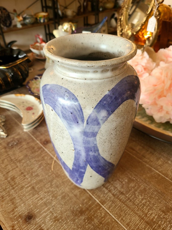 Signed Studio Art Pottery Vase | Hand Thrown | Speckled Glazed Ceramic Stoneware | Home Decor