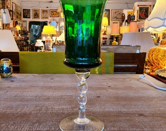 Vintage Emerald Green Empoli Glass Vase | Italy | Home Decor