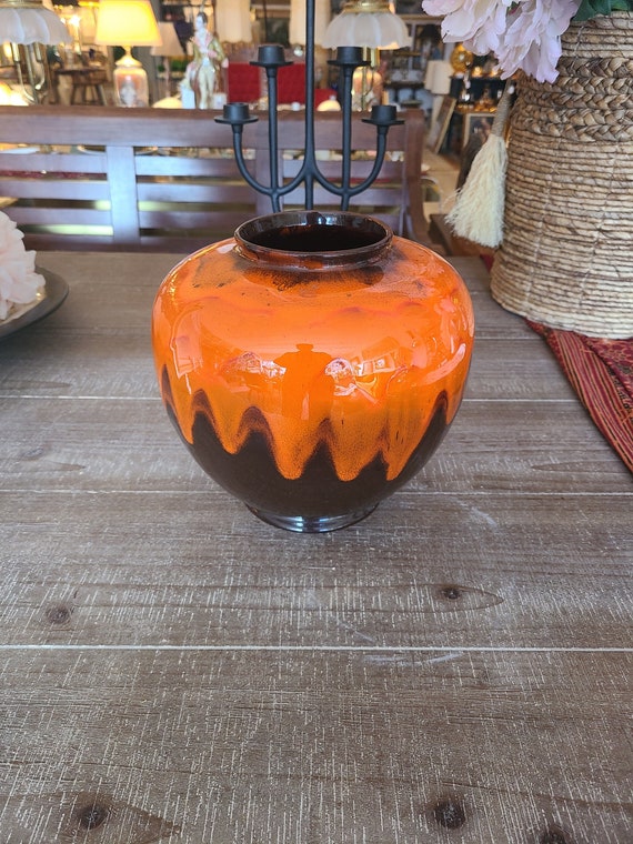 Vintage Drip Glaze Canadian Pottery Vase | Hand Crafted | 1970s Mid Century | Retro Home Decor