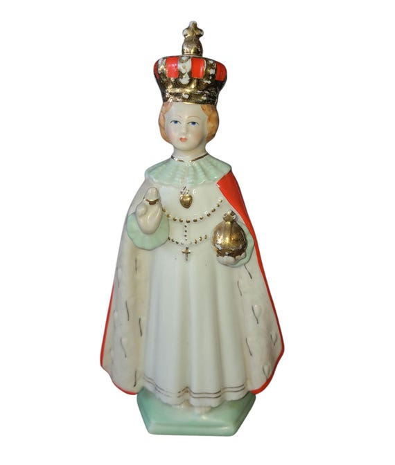 Vintage Jesus Of Prague Porcelain Figurine | Hand Painted | Collectible | Religious Icon | Home Decor | Ceramic Jesus Figurine