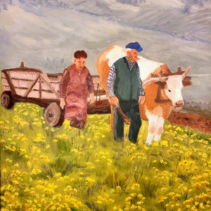 Vintage ingelijst en ondertekend olieverfschilderij door GABRIELLA GABARON | Canadese kunstenaar | Ontario | Handgemaakte muurkunst | Verzamelbare woondecoratie