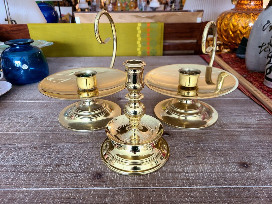 Vintage Candle Holders Set of 3 Brass BALDWIN Candlestick Holders — free download