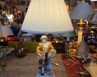 Vintage CAPODIMONTE porseleinen lampvoet | Keramische tafellamp jaren 70 | Gemaakt in Italië | Handgemaakt en handgeschilderd | Woondecoraties
