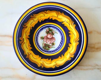 Plato de pared de cerámica vintage de España / Cerámica de España / Firmado por C. Alcaide / Hecho y pintado a mano / Coleccionable / Decoración del hogar
