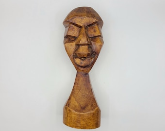Vintage handgemachte Holzschnitzerei | Geschnitzte Holz Kopf Büste | Handgeschnitzte Holzskulptur | Einzelstück | Massivholz | Sammlerstück | Volkskunst