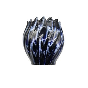 Vintage Blue Mountain Pottery Ceramic Planter | 1970s | Blue And Black Glazed Ceramic Planter | BMP | Tulip Shape | Made In Canada
