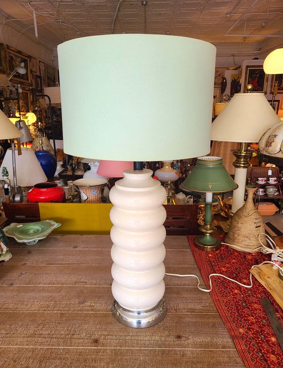 Vintage White Ceramic Stacked Tube Table Lamp Base | 1980s | Home Decor & Lighting | The Lamp Shade is NOT Included In The Sale