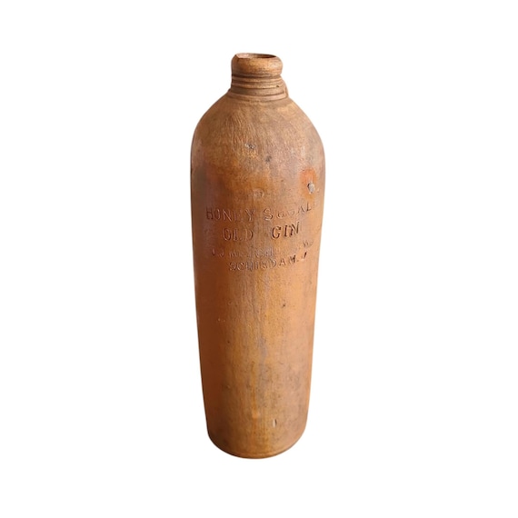 Antique Salt Glazed Stoneware Gin Bottle From Holland | Honey Sookle | JJ Melcher | Stoneware Jug | Collectible | Antique Drinkware