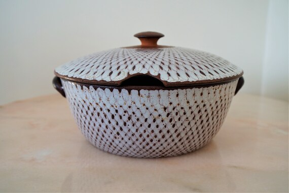 Mid Century Danish Ceramic Soup Pot With Lid ~ Scandinavian Pottery Kitchenware ~ Lillemor Clement and Inger Folmer Larsen ~ LC-IF Pottery