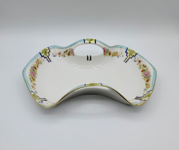 Antique Maruki Bowl ~ Handpainted Nippon Porcelain Bowl With Handles ~ Curved Form Nippon Pottery ~ Candy Dish ~ Maruki Symbol 1912 to 1921