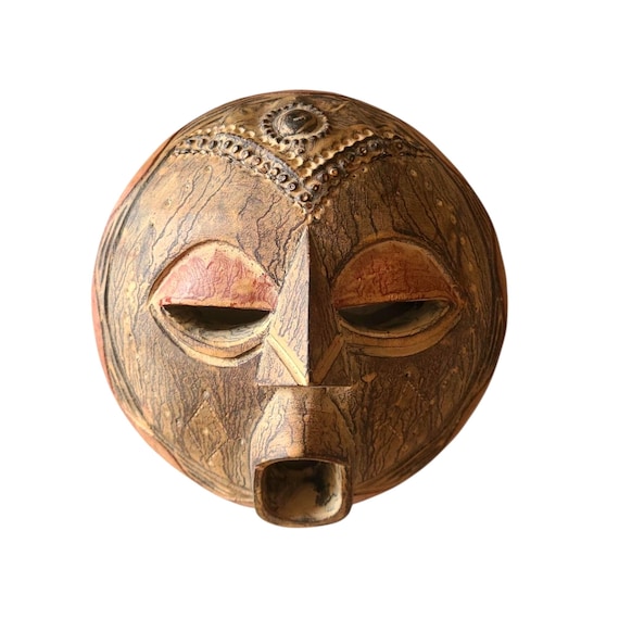 Vintage Handcarved Wooden Tribal Mask From Ghana | Handcrafted Tribal Art | Wall Decor | West African | Home Decor