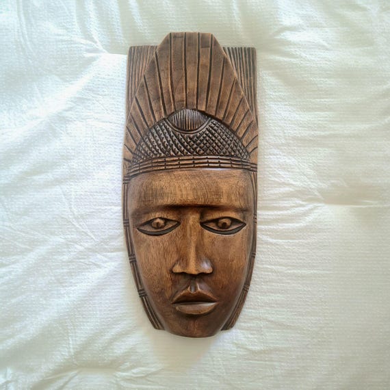 Vintage Hand Carved Wooden African Mask | Ethnic Tribal Art | Wall Hanging | Solid Wood | Handcrafted Wood Carving | Home Decor
