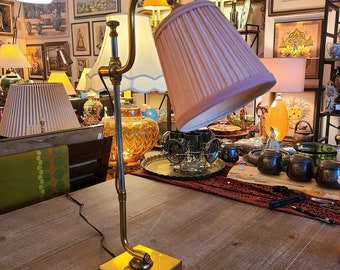 Candeeiro de mesa ajustável em latão de meados do século | Candeeiro de mesa vintage | Iluminação e Decoração Doméstica