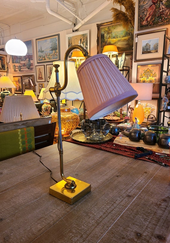 Mid Century Adjustable Brass Desk Lamp | Vintage Table Lamp | Home Lighting and Decor