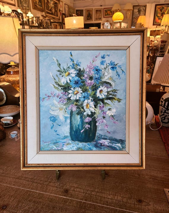 Vintage Original Oil Painting by Canadian Artist | Signed Artwork | Marie Belanger | Floral | Still Life | Collectible | Wall Art |