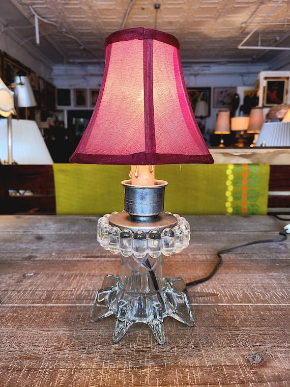 Vintage Boudoir Lamp | Mid Century Atomic Lamp | Glass Accent Lamp | Home Decor