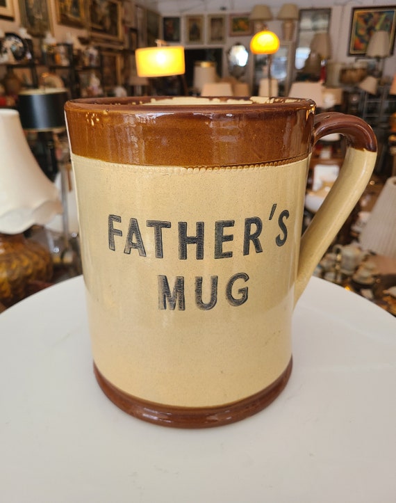 Vintage 8.5" Moira Pottery Father's Mug | Large Stoneware Mug Shaped Pottery | Made in England | Collectible Home Decor