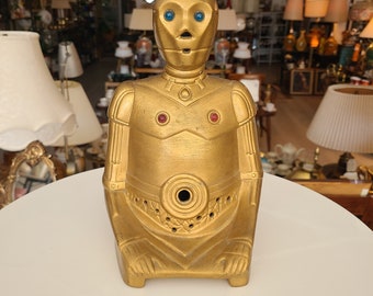 Vintage STAR WARS Ceramic Lamp | Hand Painted Gold Bust C-3PO Droid Lamp | 1981 | Collectible