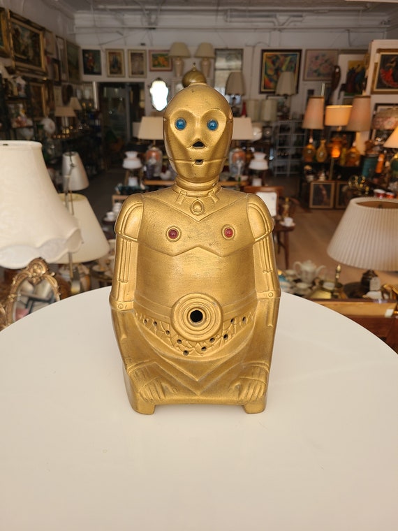 Vintage STAR WARS Ceramic Lamp | Hand Painted Gold Bust C-3PO Droid Lamp | 1981 | Collectible