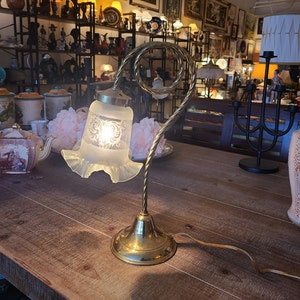 Vintage Goose Neck Brass Lamp ~ Table Lamp ~ Desk Lamp ~ Home Decor