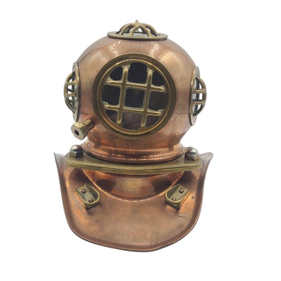 Vintage Copper and Brass Miniature Divers Helmet | Reproduction Of Antique Diving Helmet | Maritime | Home Decor
