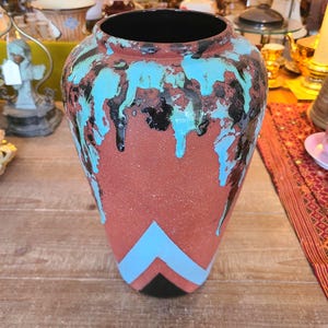 Vintage Drip Glaze Ceramic Vase | Signed Studio Art Pottery Vase | Home Decor | Pottery