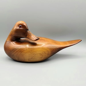 Vintage Hand Carved Wooden Duck Decoy by Ross Uttley (1923 - 2015