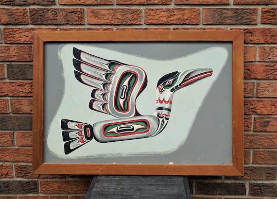 Vintage Framed Canadian Art on Board ~ Bird by Arthur Price ~ First Nations Inspired Wall Art