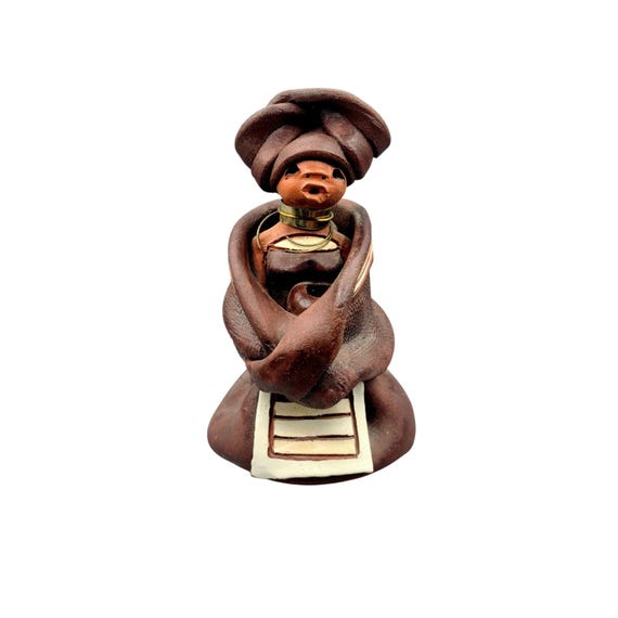 African Xhosa Terracotta Clay Sculpture | Handmade Xhosa Woman Clay Figurine | Ethnic Folk Art | South African Pottery | Collectible