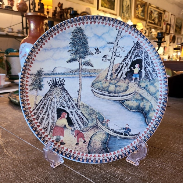 Vintage Arabia Finland Decorative Wall Plate ~ Based on Paintings of Andreas Alariesto ~ Lappland ~ Collectible Home Decor