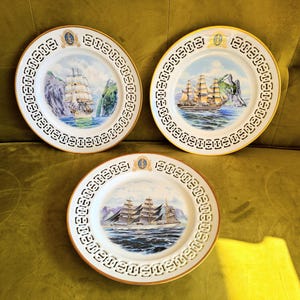 Colección WINDJAMMER / Juego de 3 platos de pared / Bing y Grondahl / Fabricado en Dinamarca / B&G / Decoración de pared / Platos coleccionables