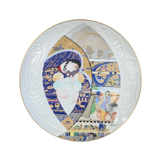 Vintage KNOWLES Collector's Plate | Rebekah, Jacob and Esau | Biblical Mothers Series | 1986 | Plate Number 8331 A | 10 1/4" Diameter