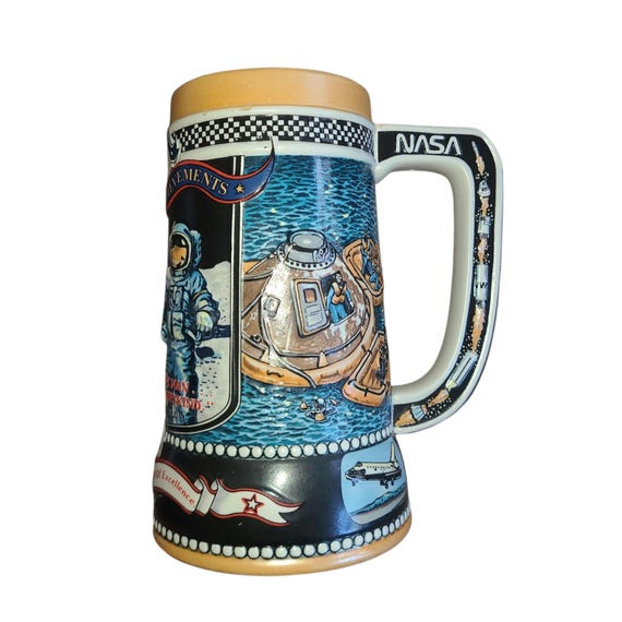 Vintage Miller High Life "Great American Achievements" Beer Stein | Apollo 11 Moon Landing | Collectible | Barware | Ceramic Ceramarte Stein
