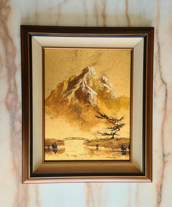 Original LES PARISCH Gold Leaf on Masonite Painting | Framed and