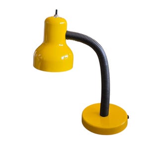 Vintage 1980s Postmodern Gooseneck Desk Lamp | Memphis Milano Style | Bright Yellow Pop Art Task Light | Made in Taiwan