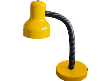 Vintage 1980s Postmodern Gooseneck Desk Lamp | Memphis Milano Style | Bright Yellow Pop Art Task Light | Made in Taiwan