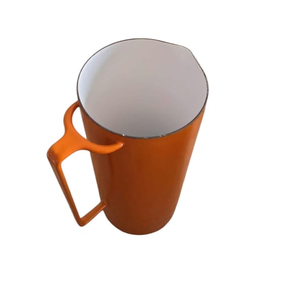 DANSK Kobenstyle Kumquat Orange Enamel Pitcher | Made in France | Dansk Designs France IHQ | Jens Quistgaard | Mid Century | Collectible